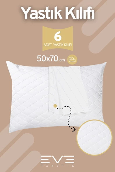 6 Adet Diamon Kapitone Antibakteriyel Fermuarlı Yıkanabilir Otel Lüks Yastık Kılıfı 50x70cm ürün görseli 1