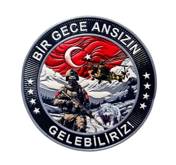 BAYRAK ASKER  PEÇ , BİR GECE ANSIZIN GELEBİLİRİZ - Arma - TPU Patch ürün görseli 1