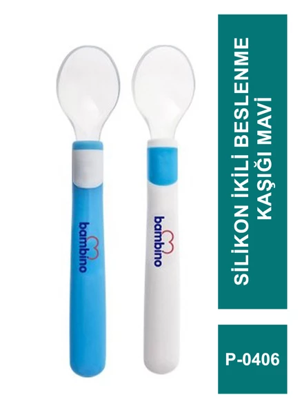 Bambino Silikon İkili Beslenme Kaşığı P-0406Mavi ürün görseli 1
