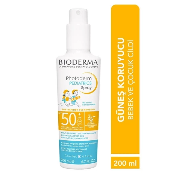 Bioderma Photoderm Pediatrics Bebek, Çocuk için SPF50+ Yüksek Korumalı Sprey Form Güneş Kremi 200 ml ürün görseli 1