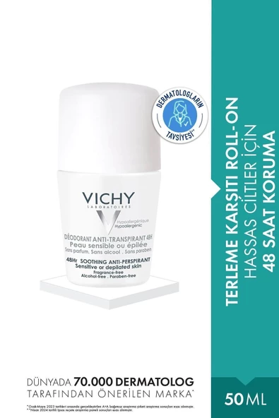 Vichy Deo Sensitive Terleme Karşıtı Hassas Ciltler Roll-On 50ml 48 Saat Etkili ürün görseli 1