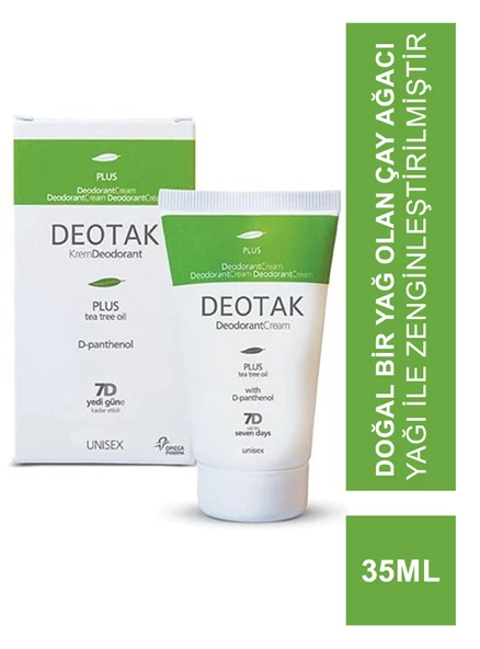 Deotak Plus Tea Tree Oil Unisex Krem Deodorant  35ml ürün görseli 1