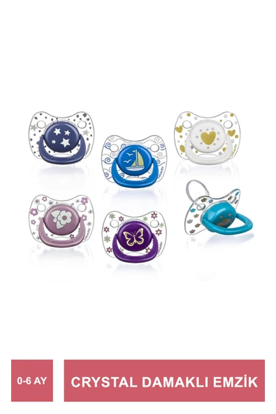 Bebedor Crystal Damaklı Emzik No:1 0-6 Ay -171-Beyaz ürün görseli 1