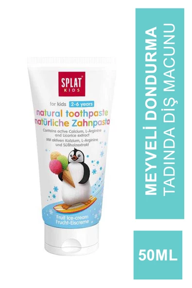 Splat Kids Natural Toothpaste Meyveli Dondurma Tadında 2-6 Yaş Diş Macunu 50ml ürün görseli 1