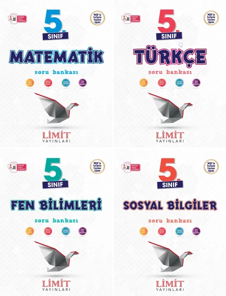 Limit 2025 5. Sınıf Matematik + Türkçe + Fen + Sosyal Soru Bankası Seti 4 Kitap Güncel Müfredat ürün görseli 1