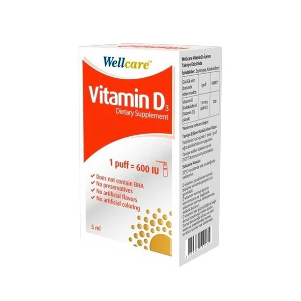 Wellcare Vitamin D3 600 IU 5ml ürün görseli 1