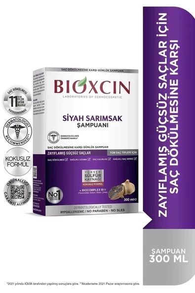 Bioxcin Siyah Sarımsak Şampuanı 300 ml | Güçsüz Saçlar ürün görseli 1