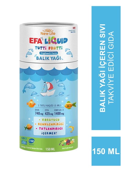 New Life Efa Liquid Tutti Frutti Balık Yağı 150 ml ürün görseli 1