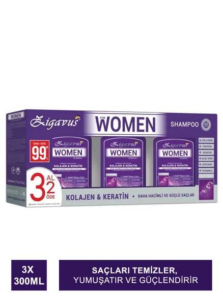 Zigavus Women Kolajen ve Keratin Şampuan 300 ml | 3 AL 2 ÖDE ürün görseli 1