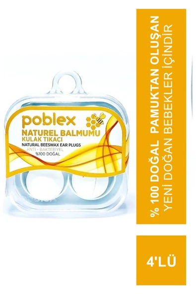 Poblex Naturel Balmumu Kulak Tıkacı - Kulak Koruyucu Tıpası 4'lü ürün görseli 1