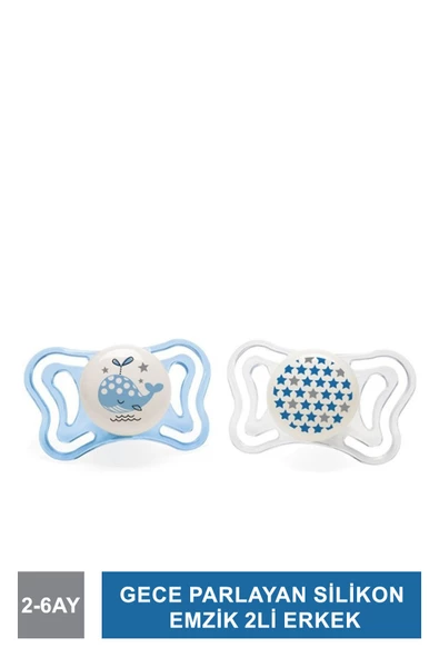 Chicco PhysioForma Light Gece Parlayan Silikon Emzik 2li 2-6 Ay Erkek ürün görseli 1