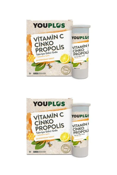 Youplus Vitamin C Çinko Propolis 20 Efervesan Tablet x 2 ADET ürün görseli 1