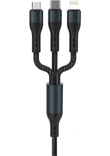 Zuidid Force CB631 Örgülü ve Güçlendirilmiş 100 cm Çoklu Hızlı Şarj ve Data Kablosu ürün görseli 1