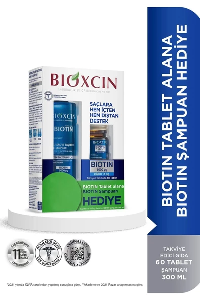 Bioxcin Biotin 5000 Mcg 60 Tablet + Biotin Şampuan 300 ml  Kofre ürün görseli 1