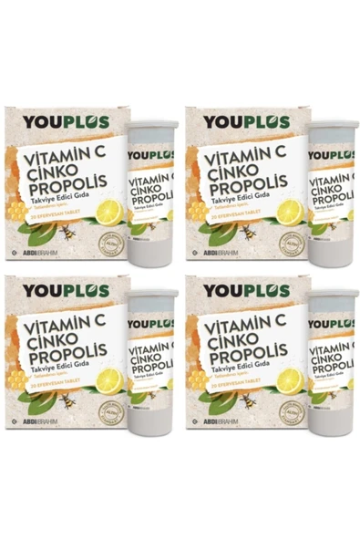 Youplus Vitamin C Çinko Propolis 20 Efervesan Tablet X 4 ADET ürün görseli 1