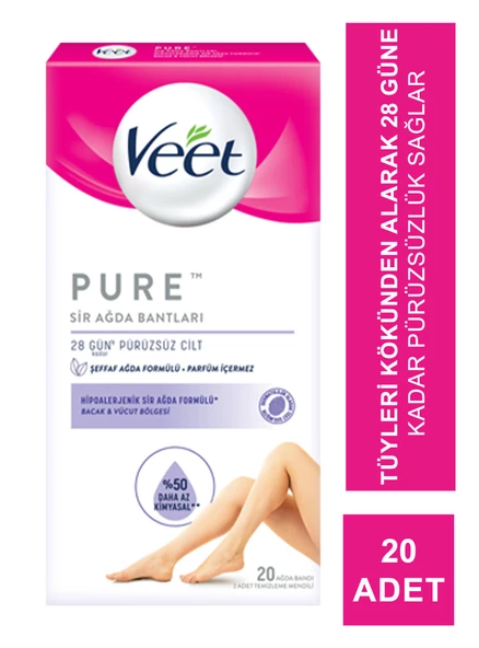 Veet Pure Hipoalerjenik Bacak & Vücut Bölgesi Sir Ağda Bantları 20 Adet ürün görseli 1