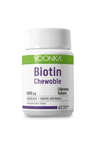 Voonka Biotin Chewable Takviye Edici Gıda 5000 mg 62 Tablet ürün görseli 1