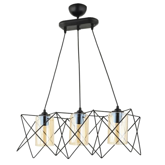 Avonnı AV-65076-3Y-BSY Siyah Boyalı Modern Avize E27 Metal Cam 60X20CM ürün görseli 1