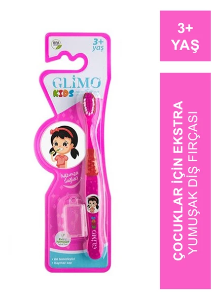 Glimo Kids Ekstra Yumuşak Diş Fırçası 3+ Yaş - Pembe - ürün görseli 1