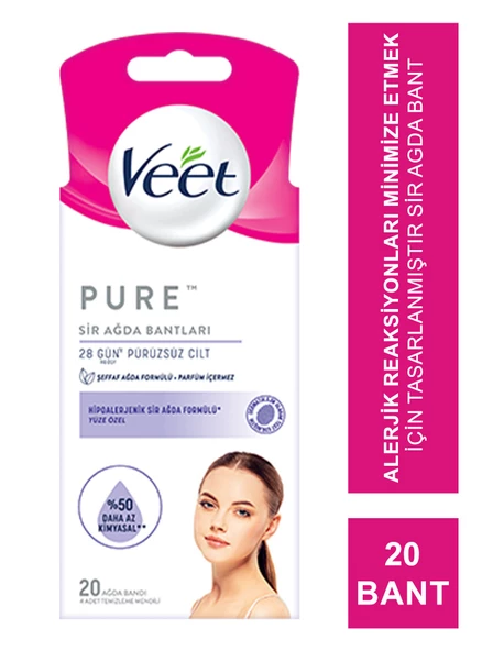 Veet Pure Hipoalerjenik  Yüze Özel Sir Ağda Bantları 20'li ürün görseli 1