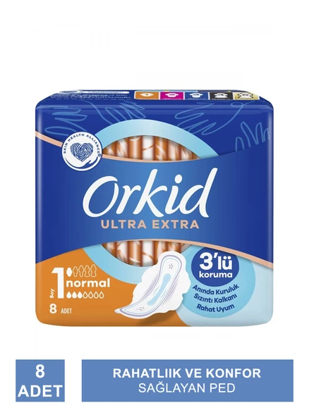 Orkid Ultra Extra Hijyenik Ped Normal Tekli Paket 8 Ped ürün görseli 1