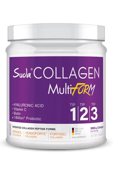 Suda Collagen + Probiyotik Multiform Toz Kutu Takviye Edici Gıda 300 gr ürün görseli 1