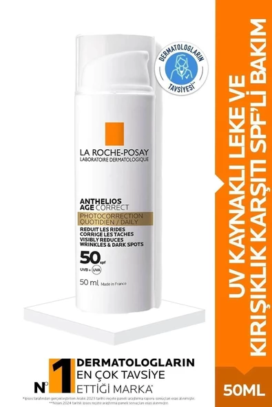 La Roche Posay Anthelios Age Correct Spf 50 Leke ve Kırışıklık Karşıtı  Güneş Kremi 50 ml ürün görseli 1