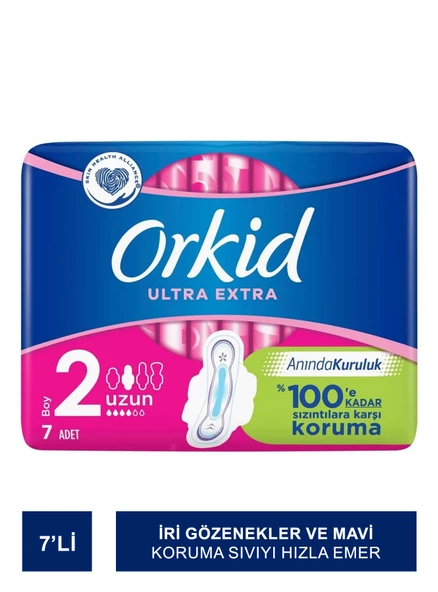 Orkid Ultra Extra Uzun -Boy 2- Kanatlı Hijyenik Ped 7 Ped ürün görseli 1