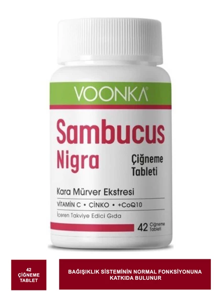 Voonka Sambucus Nigra Kara Mürver Ekstresi 42 Çiğneme Tablet ürün görseli 1
