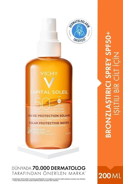 Vichy Capital Soleil SPF 50 Solar Protective Water Bronzlaştırıcı Güneş Koruyucu Sprey 200 ml ürün görseli 1