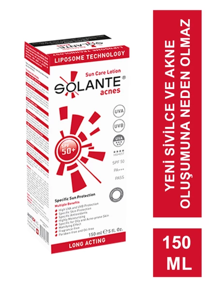 Solante Acnes Lotion Akne ve Sivilce Spf 50 150 ml ürün görseli 1