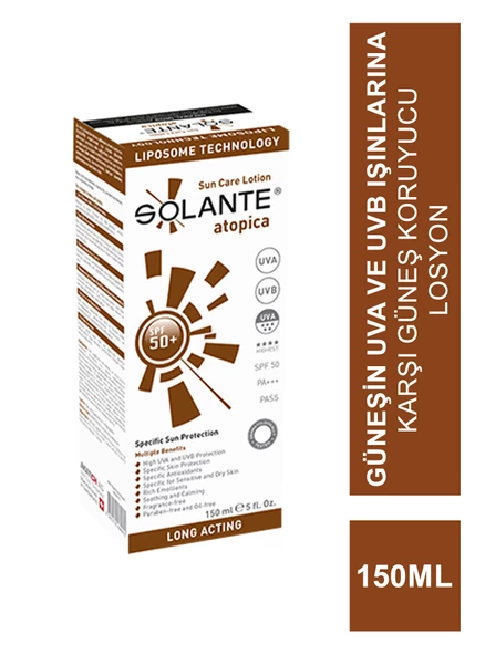 Solante Atopica Spf 50 Lotion 150ml Atopik Dermatitli Ciltler için Güneş Koruyucu ürün görseli 1