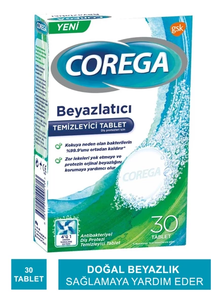 Corega Diş Protezi Beyazlatıcı Temizleyici 30 Tablet ürün görseli 1