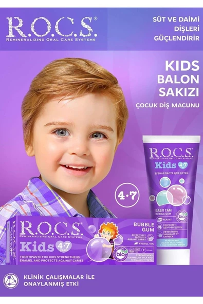 ROCS Kids Balon Sakızlı 4-7 Yaş Diş Macunu 35 ml ürün görseli 1
