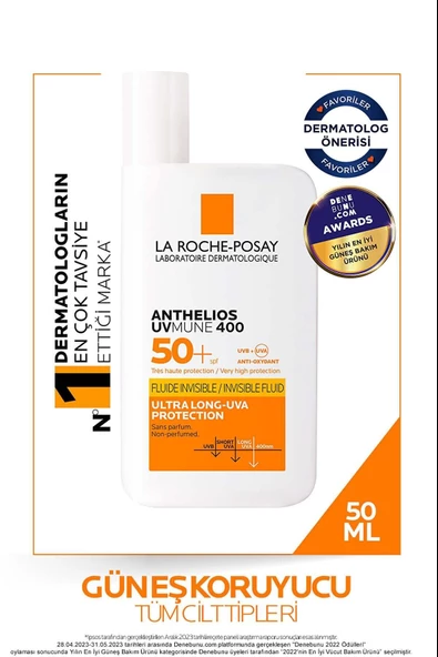 La Roche Posay Anthelios Uvmune 400 Invisible Fluid Yüz Güneş Kremi SPF50+ 50ml ürün görseli 1