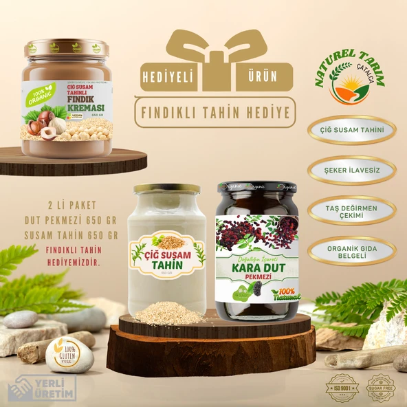 DUT PEKMEZİ & ÇİĞ SUSAM TAHİNİ 2 Lİ PAKET ( 650 gr + 650 gr ) ürün görseli 1