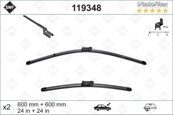 SILECEK SUPURGESI TAKIMI 600mm / 600mm MERCEDES W204 S204 C218 X218 W212 C207 SWF ürün görseli 1