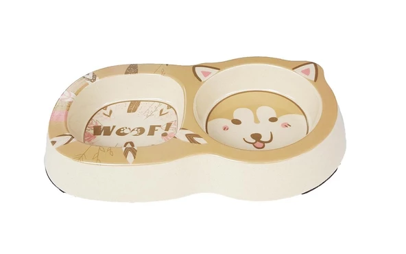 Bobo Bambu İkili Mama ve Su Kabı BO-3140Z ( 200+250ml ) Woof ürün görseli 1