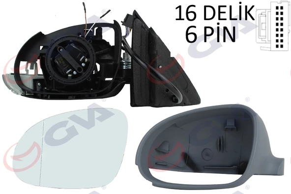 DIŞ DİKİZ AYNASI SOL JETTA 04 GOLF V 05 ELEKTRİKLİ ISITMALI SİNYALLİ ASTARLI ASFERİK 7 FİŞ VM-381EHPAL ürün görseli 1