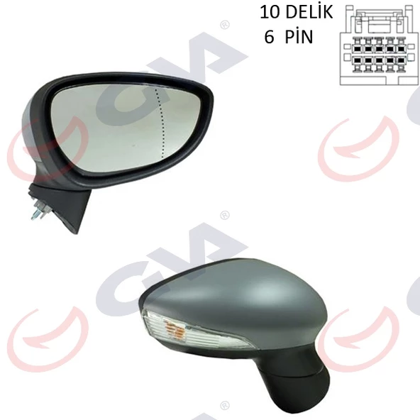 DIŞ DİKİZ AYNASI SOL FIESTA 12 17 ELEKTRİKLİ ISITMALI SİNYALLİ ASTARLI ASFERİK 6 FİŞ VM-6326EHPAL ürün görseli 1