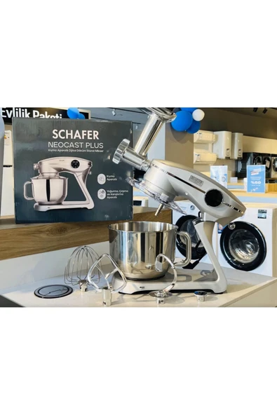 Schafer NeoCast Plus Kıyma Aparatlı Dijital Döküm Stand Mikser 6L-Gümüş ürün görseli 1