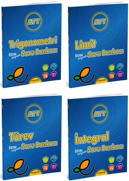 Endemik 2025 Ayt Trigonometri + Limit + Türev + İntegral Soru Bankası Seti 4 Kitap ürün görseli 1
