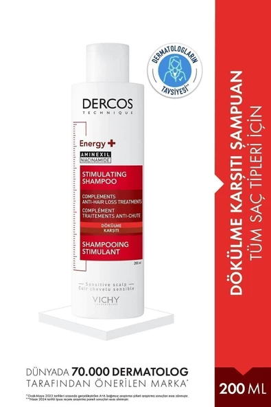 Vichy Dercos Energy+ Saç Dökülmesine Karşı Güçlendirici & Hacim Veren Şampuan 200 ml ürün görseli 1