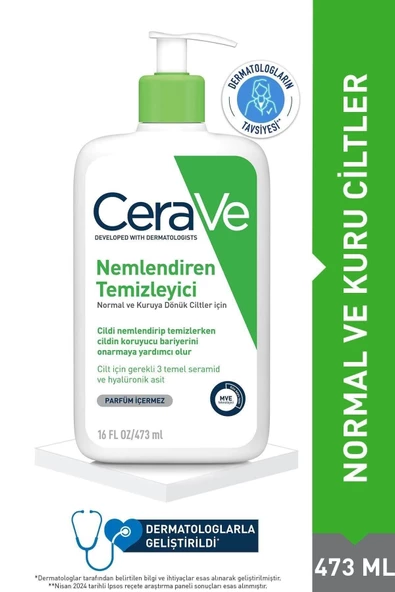 CeraVe Hydrating Nemlendiren Temizleyici Seramid & Hyalüronik Asit Kuru & Normal Ciltler Yüz Vücut 473ml ürün görseli 1