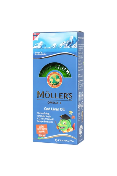 Möller's Omega-3 Cod Liver Oil Tutti Frutti Balık Yağı 250 ml ürün görseli 1