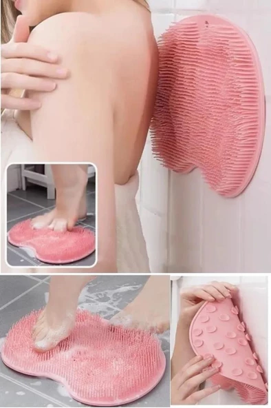 23 x 30 cm Silikon Vantuzlu Banyo Masaj Pedi Sırt Ayak Fırçası Duvara Fayansa Yapışan Lif Kesesi ürün görseli 1