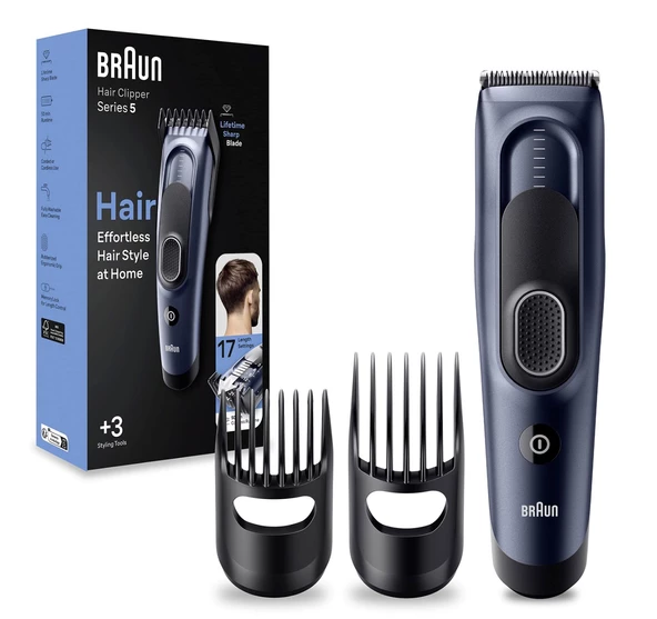 Braun Series 5 HC5350 Erkekler İçin 17 Uzunluk Ayarına Sahip Saç Kesme Makinesi ürün görseli 1