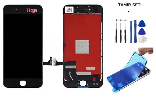 Tkgz - iPhone 8 Uyumlu Lcd Ekran Dokunmatik Orijinal + TAMİR SETİ + TOZ BANTI SİYAH ürün görseli 1