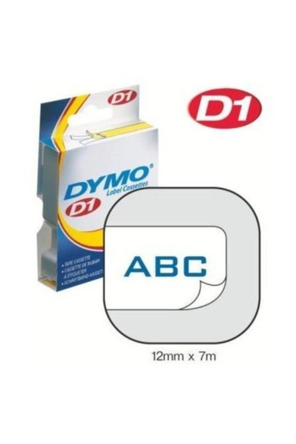 Dymo D1 Şerit Standart 12 MM x 7 Metre Beyaz Üzerine Mavi 45014 S0720540 ürün görseli 1