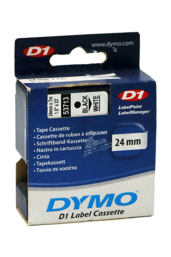 Dymo D1 Şerit Standart 24 MM x 7 Metre Beyaz Üzerine Siyah 53713 ürün görseli 1
